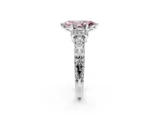 Solitaire Engagement Ring Setting for Fancy Pink Marquise Center with Filigree Band and Prong Head in Sterling Silver
