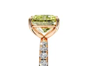 Solitaire Engagement Ring Setting for Fancy Yellow Radiant Cut Center with Micro Pave Band and Prong Head in Rose Gold