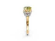 Leaf Cluster Engagement Ring Setting for Fancy Yellow Round Cut Center with Marquise Accents and Prong Head in Yellow Gold