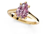 Solitaire Engagement Ring Setting for Fancy Pink Pear-Shaped Center with Cathedral Band and Prong Head in Yellow Gold