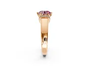 Solitaire Engagement Ring Setting for Fancy Pink Round Cut Center with Wide Band, Pave Collar and Prong Head in Rose Gold