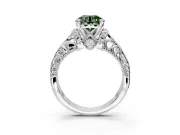 Solitaire Engagement Ring Setting for Fancy Green Round Cut Center with Filigree Accent Basket and Prong Head in Sterling Silver