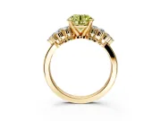 Cluster Engagement Ring Setting for Fancy Yellow Round Cut Center with 2-Row Shoulder Clusters and Prong Head in Yellow Gold
