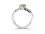 5 Stone Engagement Ring Setting for Fancy Yellow Heart-Shaped Center with Plain Band and Prong Head in Sterling Silver