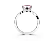 Solitaire Engagement Ring Setting for Fancy Pink Asscher Cut Center with Plain Split Shank and Prong Head in Platinum