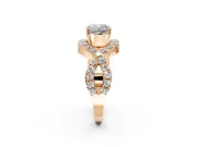 Halo Engagement Ring Setting for Cushion Cut Center with Pave Infinity Twist Band and Prong Head in Rose Gold