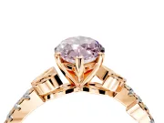 Leaf Motif Engagement Ring Setting for Fancy Pink Marquise Center with Pave Band and Prong Head in Rose Gold