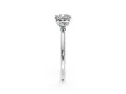 Solitaire Engagement Ring Setting for Cushion Cut Center with Straight Thin Band and Prong Head in Sterling Silver