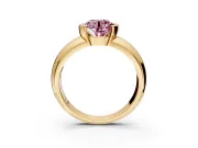 Tension Engagement Ring Setting for Fancy Pink Round Cut Center with Wide Flat Band and Tension Head in Yellow Gold