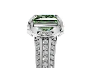Solitaire Engagement Ring Setting for Fancy Green Princess Cut Center with Accented Split Shank and Prong Head in Platinum