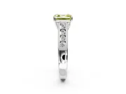 Solitaire Engagement Ring Setting for Fancy Yellow Asscher Cut Center with Round Cut Channel Band and Prong Head in Platinum