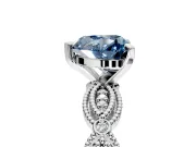 Solitaire Engagement Ring Setting for Fancy Blue Heart-Shaped Center with Marquise Panel Band and Prong Head in Platinum
