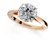 Solitaire Engagement Ring Setting for Round Cut Center with Open Cathedral Shoulders and Prong Head in Rose Gold