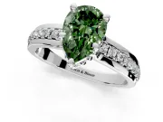 Solitaire Engagement Ring Setting for Fancy Green Pear-Shaped Center with Raised Channel Band and Prong Head in Sterling Silver