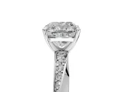 Side Accent Engagement Ring Setting for Cushion Cut Center with Accent Shoulders and Prong Head in Platinum