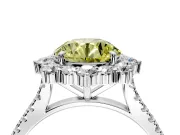 Halo Engagement Ring Setting for Fancy Yellow Round Cut Center with Single-Row Pave, Open Basket and Prong Head in Platinum
