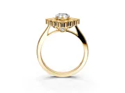 Cluster Halo Engagement Ring Setting for Pear-Shaped Center with Milgrain Bezel Accents and Prong Head in Yellow Gold