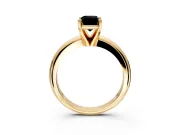 Solitaire Engagement Ring Setting for Fancy Black Emerald Cut Center with Wire Band and Prong Head in Yellow Gold