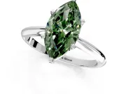 Solitaire Engagement Ring Setting for Fancy Green Marquise Center with Knife Ridge Band and Claw Prong Head in Sterling Silver