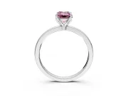 Solitaire Engagement Ring Setting for Fancy Pink Emerald Cut Center with Thin Rounded Plain Band and Prong Head in Platinum