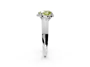Halo Engagement Ring Setting for Fancy Yellow Heart-Shaped Center with Knife Ridge Cathedral Band and Prong Head in White Gold