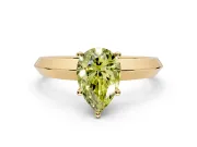 Solitaire Engagement Ring Setting for Fancy Yellow Pear-Shaped Center with Wide Knife Ridge Band and Prong Head in Yellow Gold