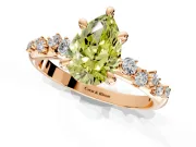 Solitaire Engagement Ring Setting for Fancy Yellow Pear-Shaped Center with Trailing Leaf Accent Band and Prong Head in Rose Gold