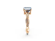 Solitaire Engagement Ring Setting for Fancy Blue Asscher Cut Center with Twisted Pave Band and Prong Head in Rose Gold