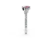 Solitaire Engagement Ring Setting for Fancy Pink Oval Center with Widening Pave Band and Claw Prong Head in Sterling Silver