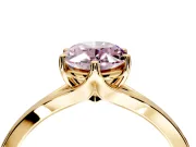 Solitaire Engagement Ring Setting for Fancy Pink Oval Center with Plain Split Shank and Prong Head in Yellow Gold