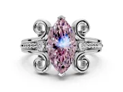 Solitaire Engagement Ring Setting for Fancy Pink Marquise Center with Twisted Band and Scroll Prong Head in Platinum