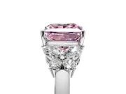 Solitaire Engagement Ring Setting for Fancy Pink Princess Cut Center with Marquise Flower Shoulders and Prong Head in Platinum