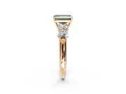 5 Stone Engagement Ring Setting for Fancy Green Emerald Cut Center with Graduated Accents and Prong Head in Rose Gold