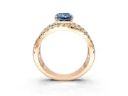 Solitaire Engagement Ring Setting for Fancy Blue Radiant Cut Center with Wide-Open Split Shank and Prong Head in Rose Gold