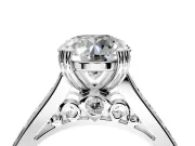 Solitaire Engagement Ring Setting for Round Cut Center with Channel Band and Double Claw Prong Head in Sterling Silver
