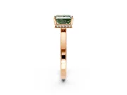 Hidden Halo Engagement Ring Setting for Fancy Green Princess Cut Center with Wide Flat Plain Band and Prong Head in Rose Gold