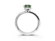 Solitaire Engagement Ring Setting for Fancy Green Cushion Cut Center with Scrollwork Band and Prong Head in Platinum