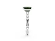 Solitaire Engagement Ring Setting for Fancy Green Emerald Cut Center with Bamboo Band and Prong Head in Platinum