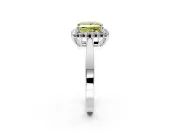 Starburst Halo Engagement Ring Setting for Fancy Yellow Princess Cut Center with Flat Cathedral Band and Prong Head in White Gold
