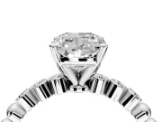 Solitaire Engagement Ring Setting for Cushion Cut Center with Bezel-Dot Beaded Band and Prong Head in Sterling Silver