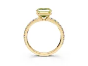 Solitaire Engagement Ring Setting for Fancy Yellow Asscher Cut Center with Large Accent Band and Prong Head in Yellow Gold