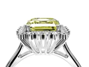 Starburst Halo Engagement Ring Setting for Fancy Yellow Asscher Cut Center with Thin Round-Wire Band and Prong Head in Platinum