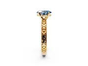 Solitaire Engagement Ring Setting for Fancy Blue Oval Center with XO Engraved Band and Prong Head in Yellow Gold