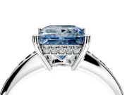 Solitaire Engagement Ring Setting for Fancy Blue Princess Cut Center with Channel-Set Accent Band and Prong Head in Platinum