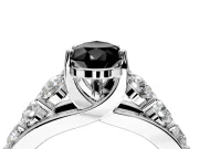 Solitaire Engagement Ring Setting for Fancy Black Pear-Shaped Center with Graduated Shared Prongs and Prong Head in White Gold