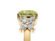 Floral Engagement Ring Setting for Fancy Yellow Radiant Cut Center with Marquise Cluster Shoulders and Prong Head in Yellow Gold