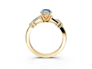 Bar-Set Engagement Ring Setting for Fancy Blue Marquise Center with Tapered Baguette Accents and Prong Head in Yellow Gold