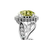 Halo Engagement Ring Setting for Fancy Yellow Round Cut Center with Leaf Motif Split Shank and Prong Head in Platinum
