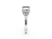 Leaf Cluster Engagement Ring Setting for Fancy Green Radiant Cut Center with Marquise Accents and Prong Head in White Gold