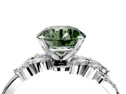 Solitaire Engagement Ring Setting for Fancy Green Round Cut Center with Marquise Accent Twist Band and Prong Head in Platinum